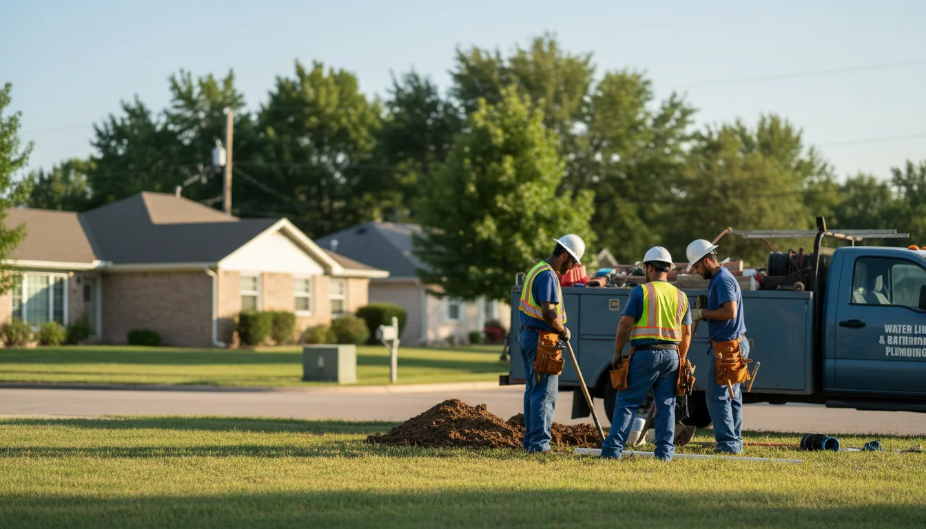 Residential water line and bathroom plumbing service in Dike, TX
